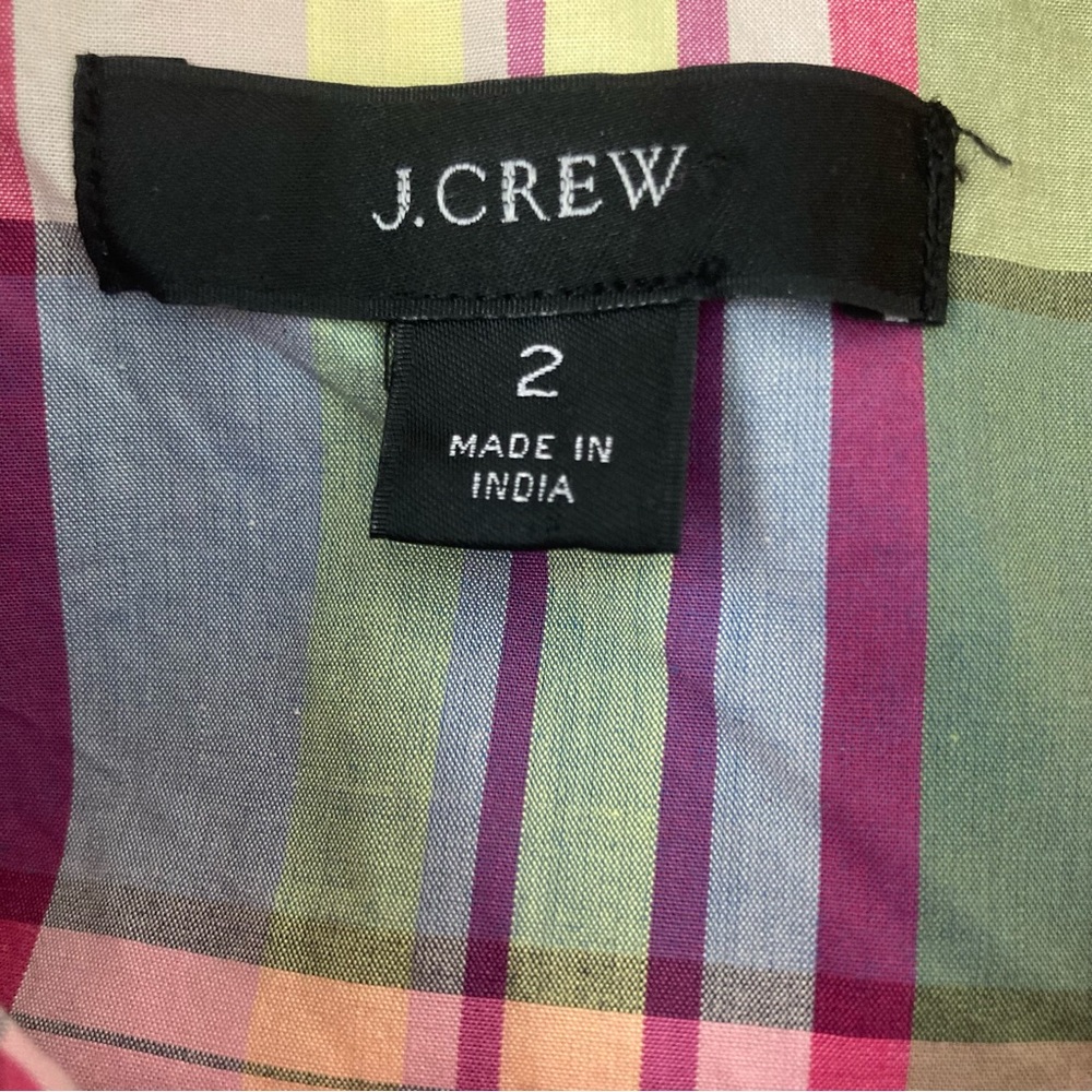 J. Crew Plaid Cotton Button Up A-line Dress 2 - Picture 6 of 7